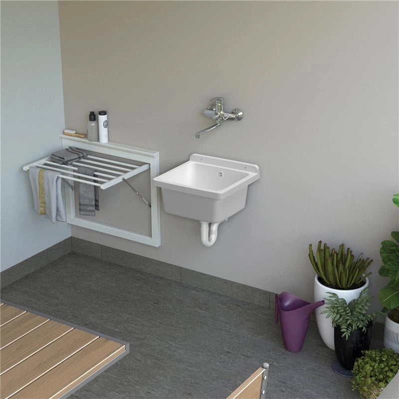 PILOZZO A PARETE BIANCO IN RESINA IDEALE PER AMBIENTI INTERNI ED ESTERNI 40X40X19 CM