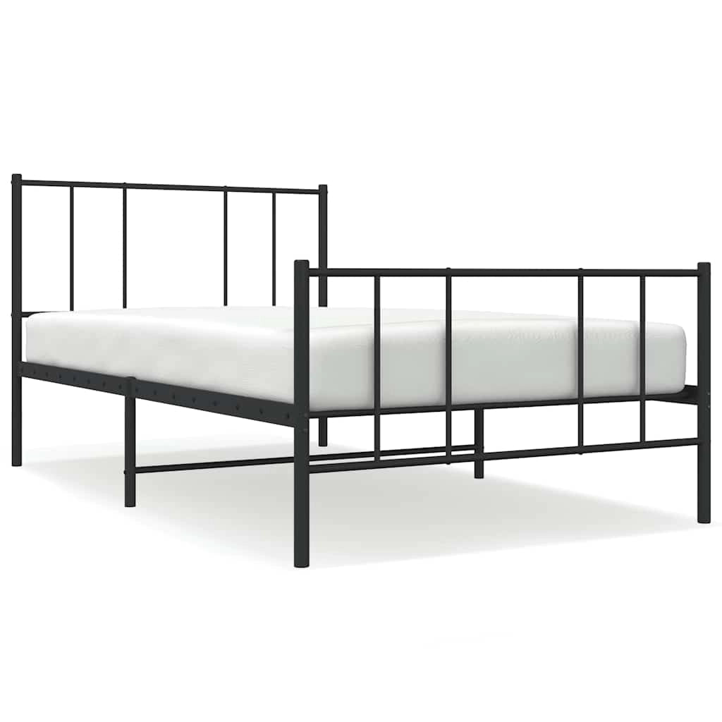 Giroletto con Testiera e Pediera Metallo Nero 75x190 cmcod mxl 129698