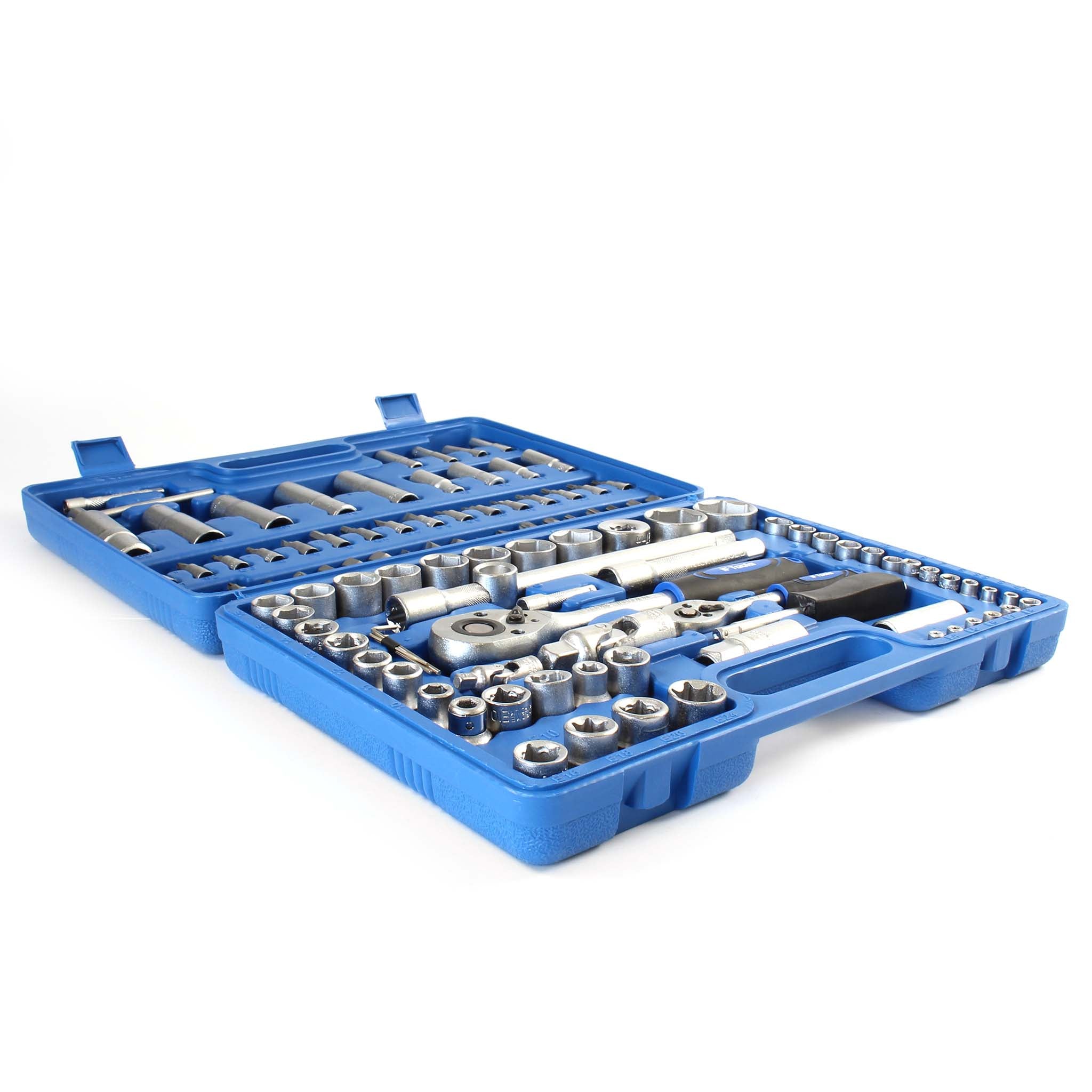 Set di chiavi a bussola 108 pz. Chiavi a cricchetto con attacco 1/2" (12,5mm) e 1/4" (6,3 mm)