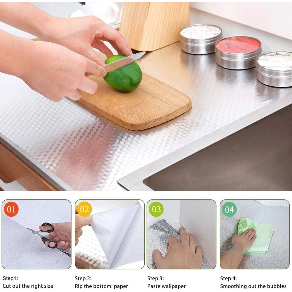 Trade Shop - Pellicola Protettiva Adesiva Per Cucina Foglio Carta Alluminio Impermeabile 40x2 -