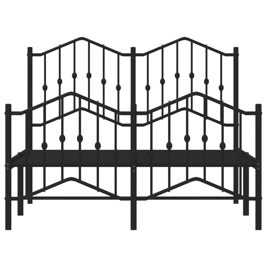 Giroletto con Testiera e Pediera Metallo Nero 120x200 cm 373805