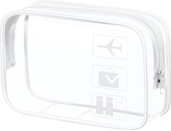 Toilette trasparente, borsa cosmetica trasparente, sacchetto di plastica trasparente, sacchetto di plastica impermeabile, borsa di plastica trasparente per viaggi, approvata da TSA, per famiglie, uomini e donne.