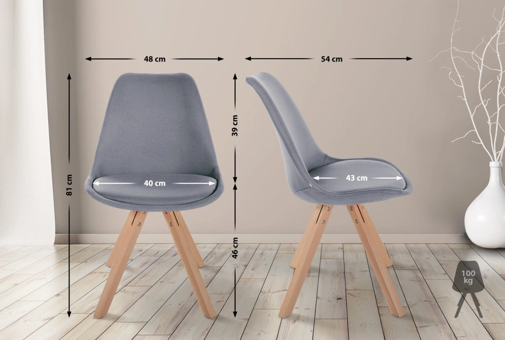 Sedia Sofia Tessuto grigio chiaro,natura (quadrato)