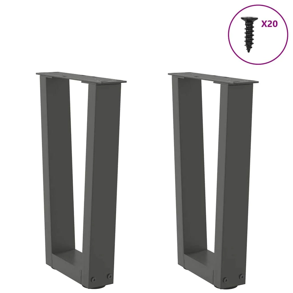 Set di 2 gambe per tavolino da caffè a forma di V 38 x 42-43,3 cm stabilità ottimale design moderno in acciaio antracite 02_0056914
