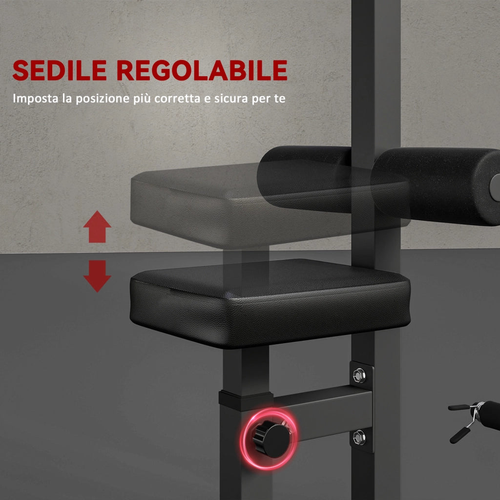 Stazione Fitness Pull Down ¨C Xylo ¨C Panca Cavo Regolabile Acciaio 107x120x190cm Nero