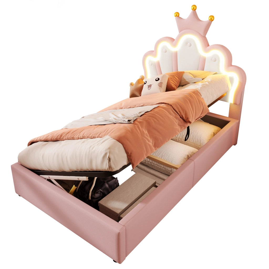 letto imbottito pu rosa 90 x 200 cm