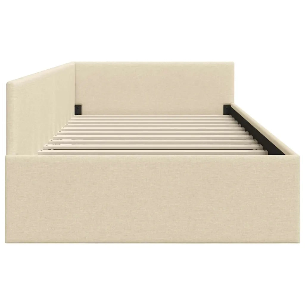 Cornice del letto ad angolo Crema 90 cm x 200 cm Tessuto
