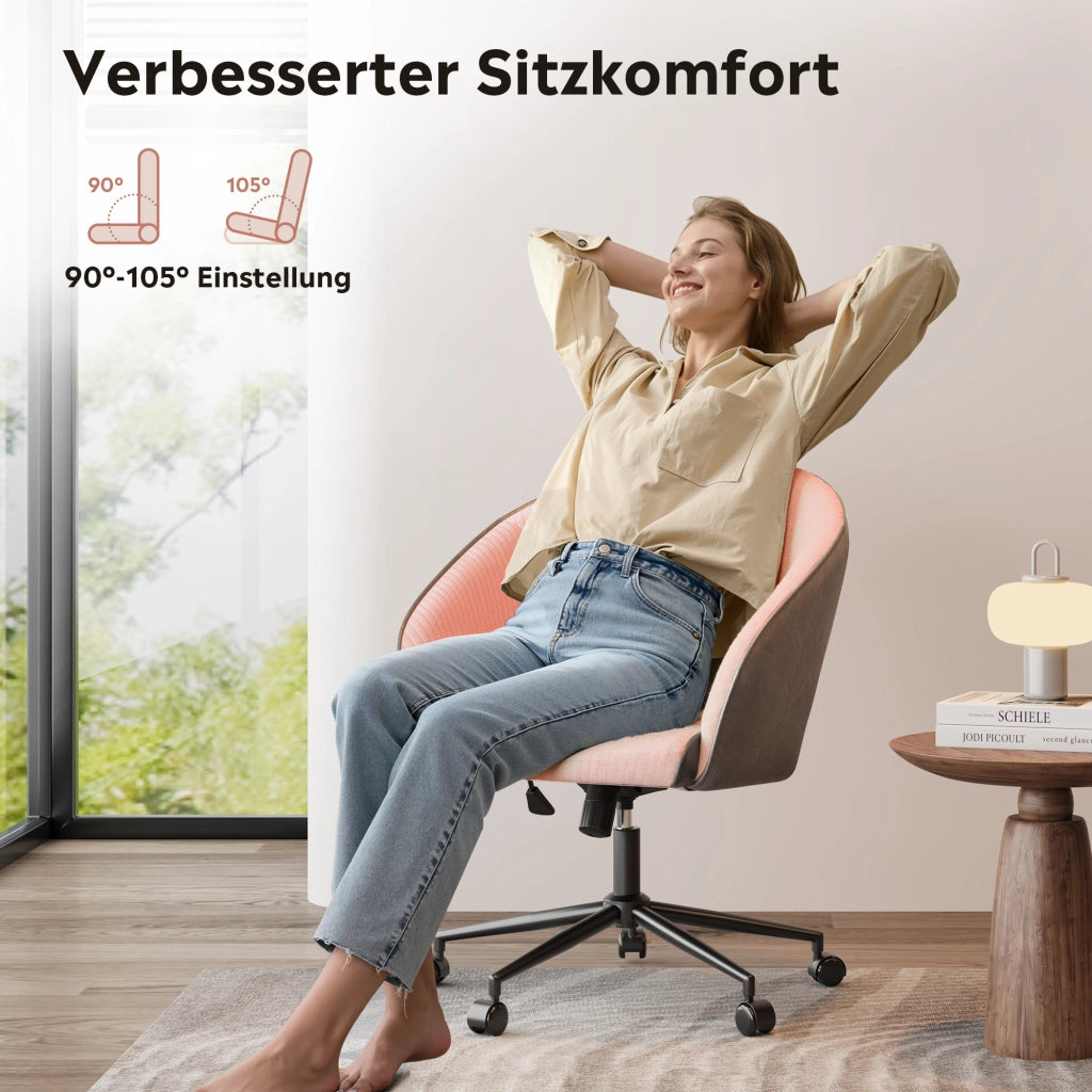 Sedia da ufficio imbottita regolabile in altezza ¨C zephmum ¨C Tessuto e similpelle bianco e grigio scuro
