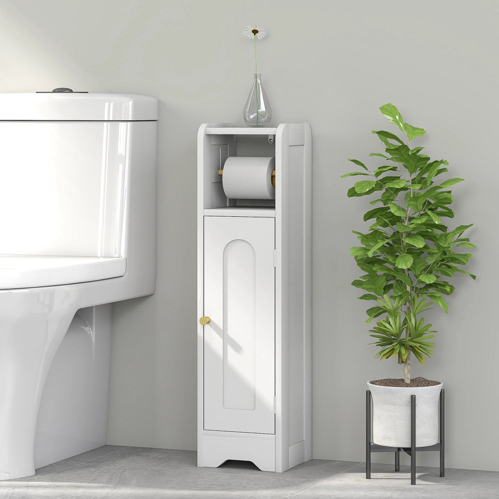 Mobile Bagno Stretto ¨C zephmum ¨C 21x20x79 cm Bianco con Ripiano Aggiustabile e Portarotoli