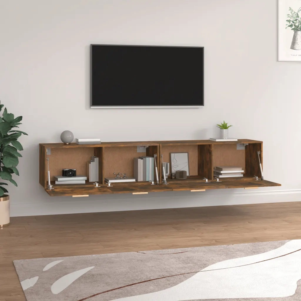 Armadietto a Muro | Mobili Parete 2 pz Rovere Fumo 100x36,5x35 cm Legno Multistrato