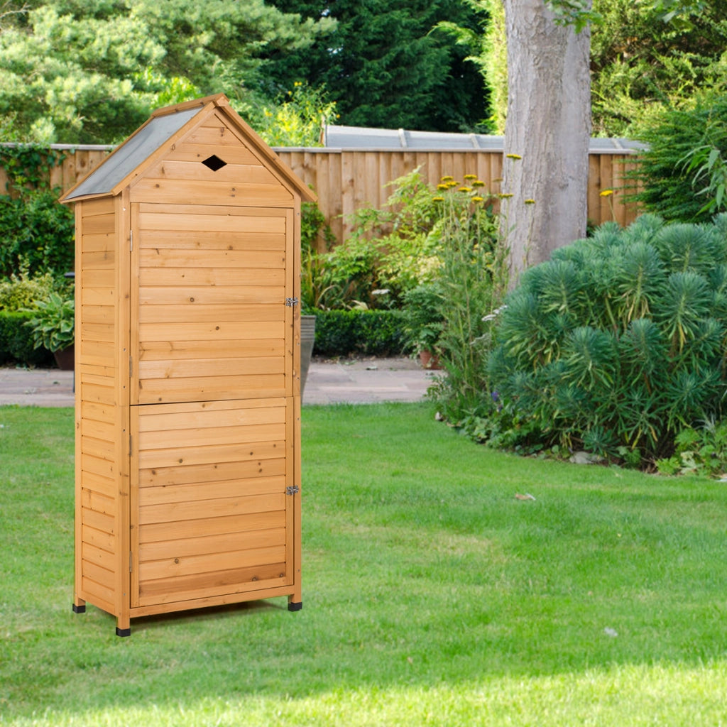 Armadio da esterno per attrezzi in legno, Casetta da giardino 80x45x177cm