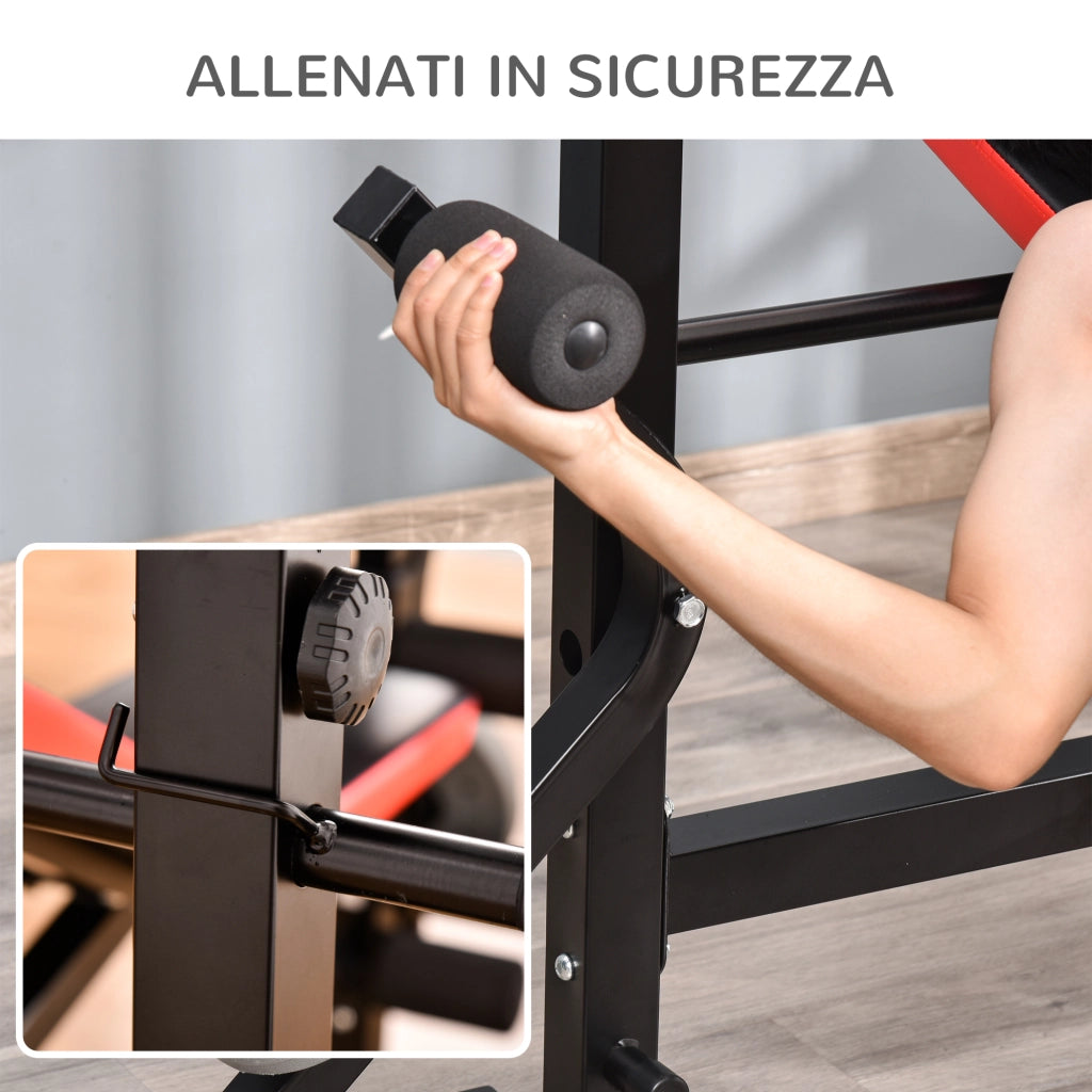 Poltrona Multifunzione Regolabile in Acciaio e Plastica ¨C Zephmum ¨C Rosso e Nero 175x139x127 cm