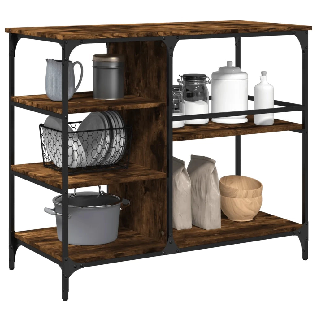 Carrello da Cucina Rovere Fumo 100x45x89,5 cm Legno Multistrato 842383