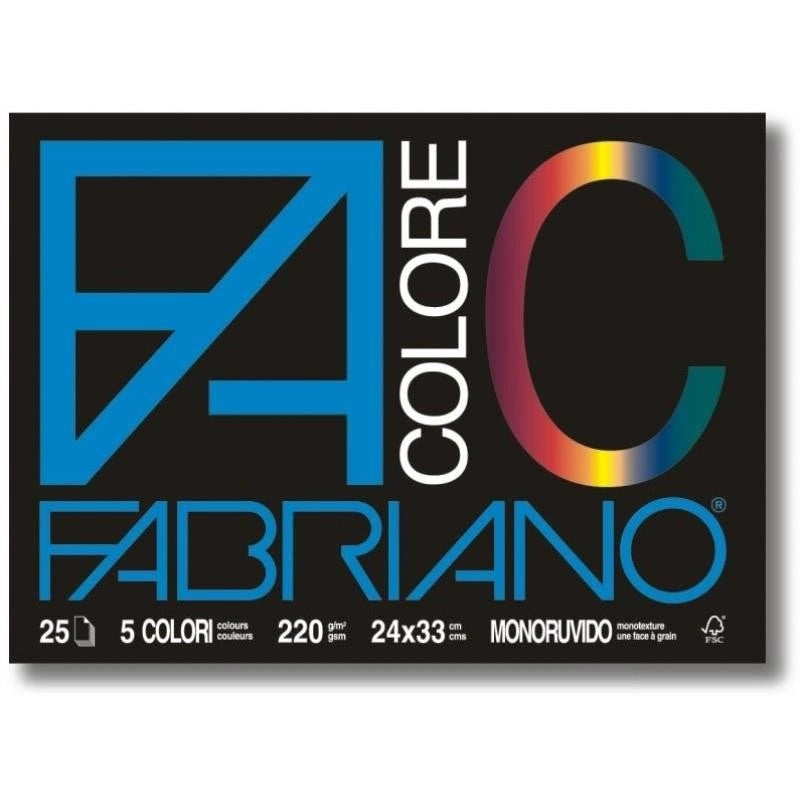 FABRIANO BLOCCO DISEGNO 24X33CM MONORUVIDO COLORATI 25 FOGLI