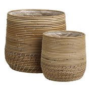 Set di 2 Cesti Portaoggetti Moro, Beige, Rattan, 25x25x28 cm