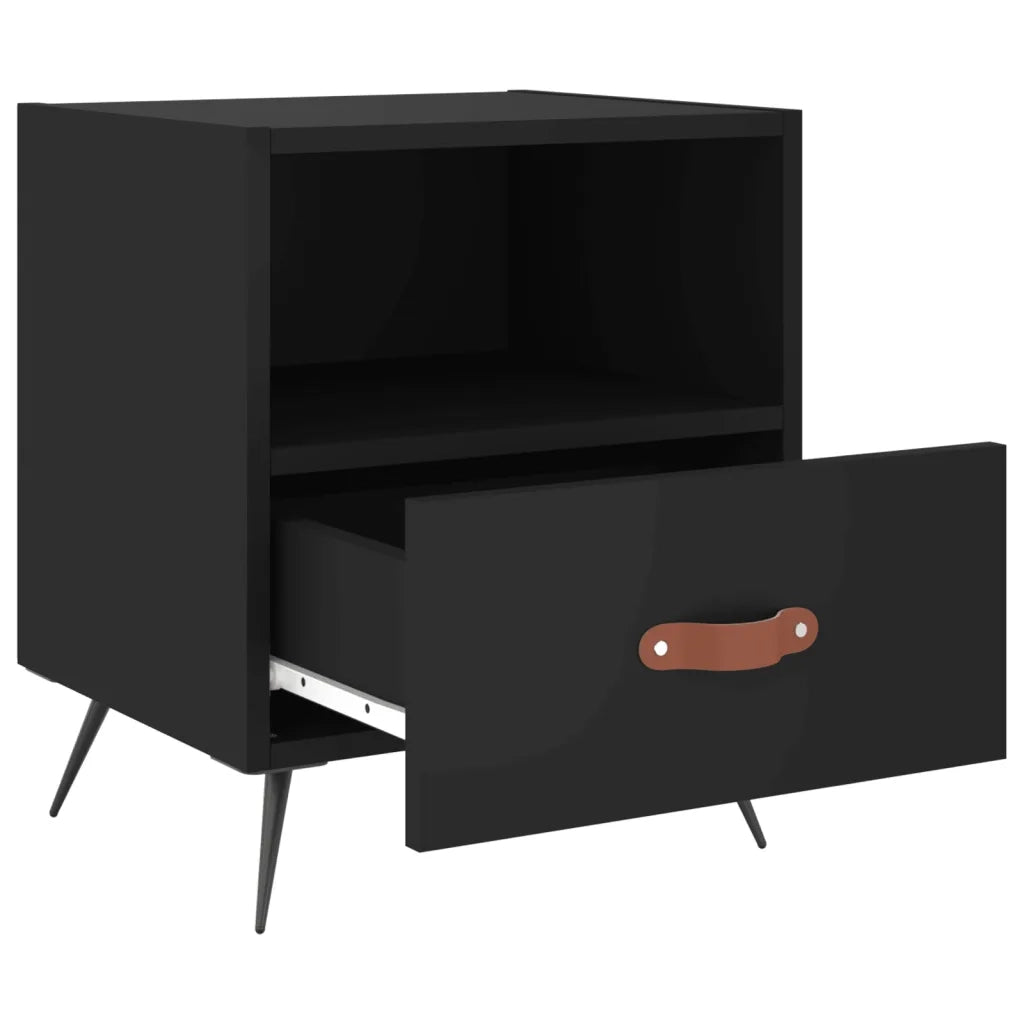 Set di 2 Comodini | Armadio da Notte | Mobiletto da notte Neri 40x35x47,5 cm in Legno Multistrato