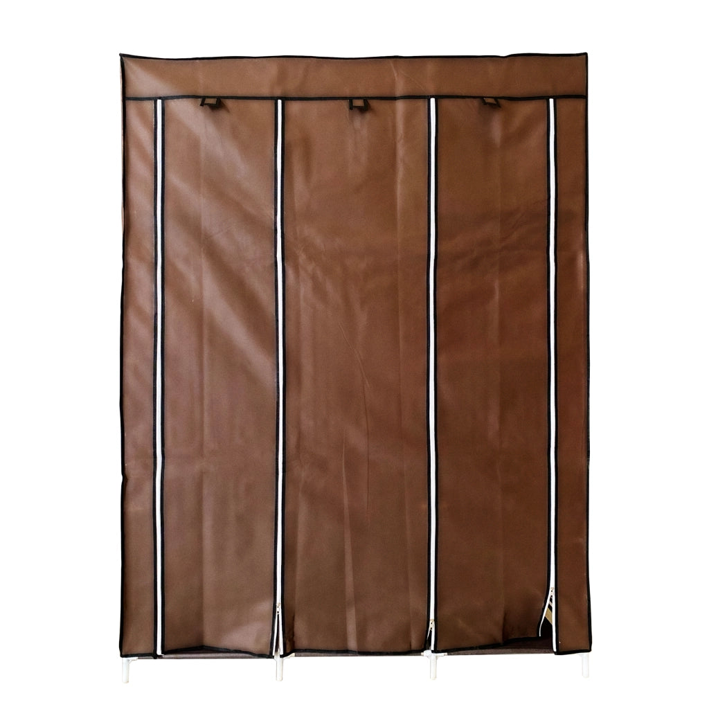 Armadio Vestiario In Tessuto Con Ante Con Cerniera Nyana Home Misure 170x130x45cm Marrone