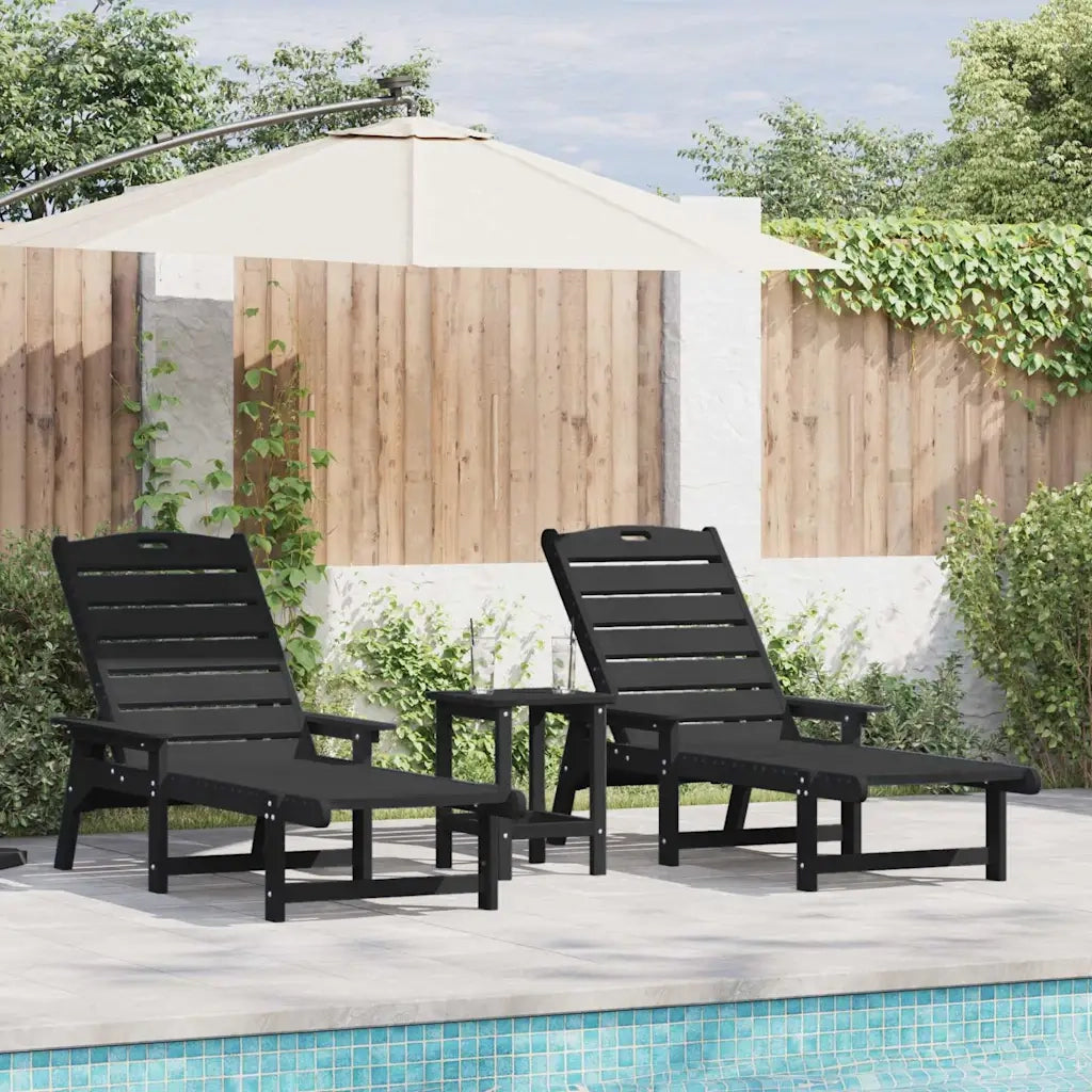 Lettino da sole 2 pcs Nero 195,5 x 53 x 98,5 cm Polietilene 3335852