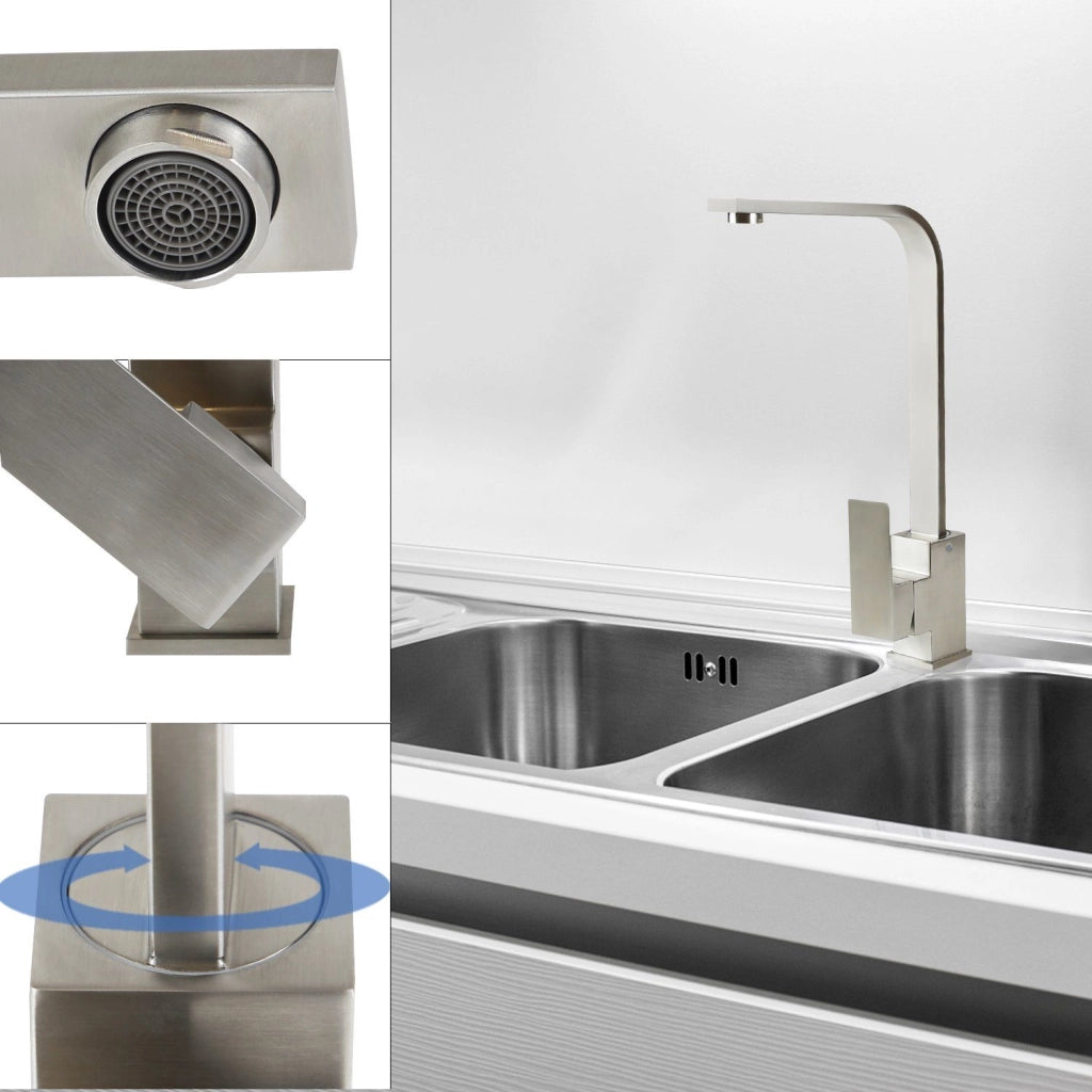 ZMH Rubinetto Cucina Miscelatore Cucina Acciaio Spazzolato 34cm Testa Girevole 360° Alta Pressione Perfetto per cucina