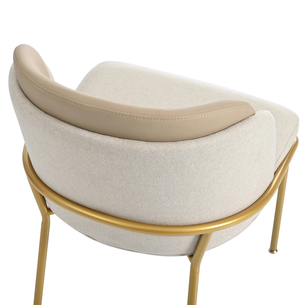 Sedia da pranzo ergonomica beige e kaki con piedini regolabili