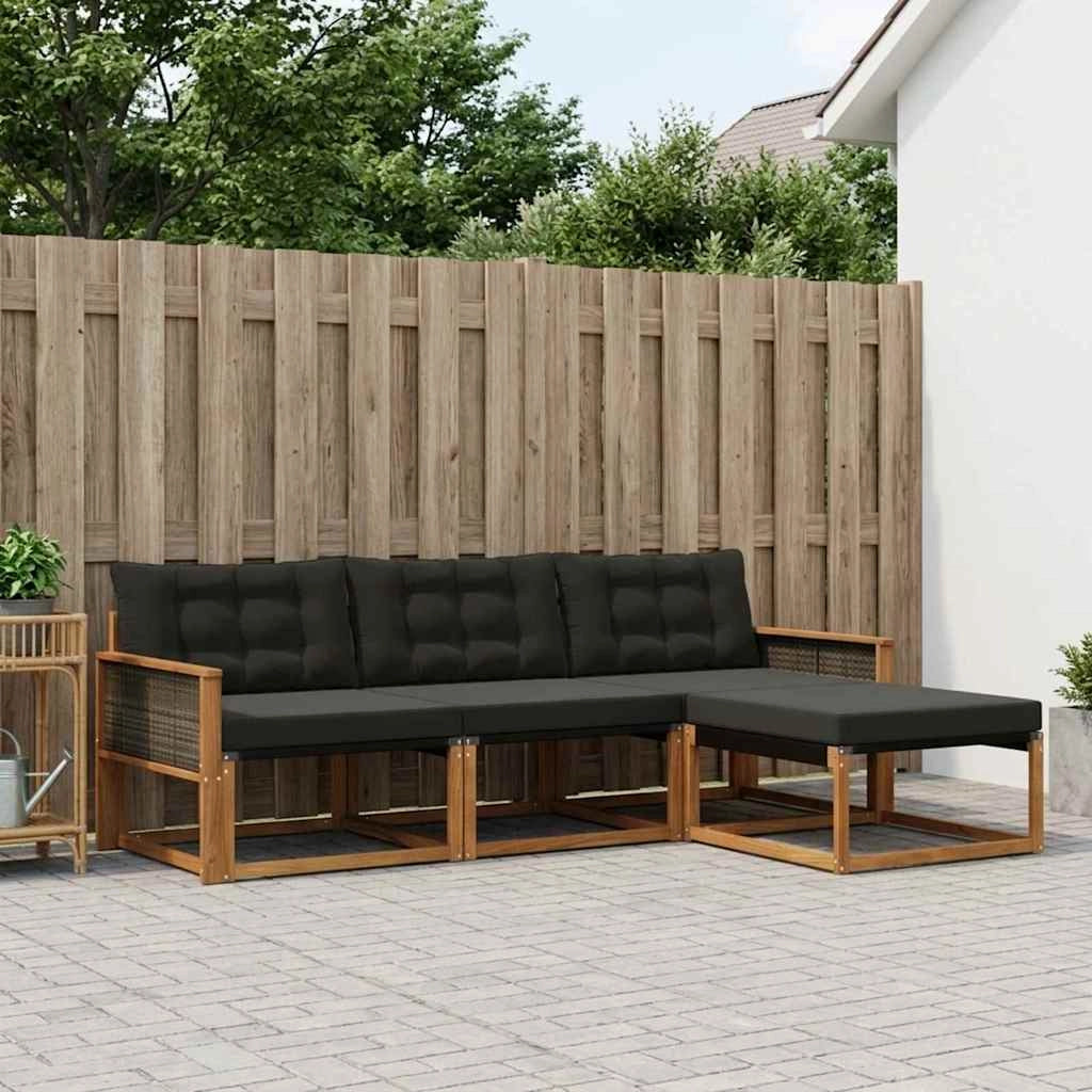 Set di divani da esterno 4 pz Naturale e Nero 3381340