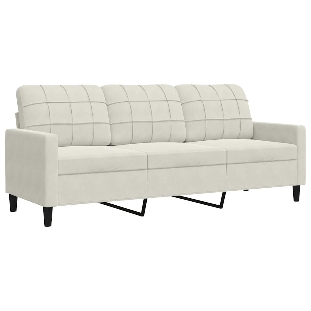 Divano a 3 Posti-Sofa 3 Posti Crema 180 cm in Velluto 228085