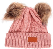 Cappello di Lana con Doppio Pompon - Caldo e Soffice - Taglia 45-55 cm - Moda Cappello - Adatto per Casual/Festival - Cappello per Bambini