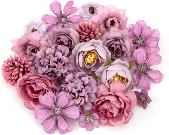 Fiori artificiali in porpora per artigianato DIY e decorazione di festa - Set di 20 capi fiorali in simili seta