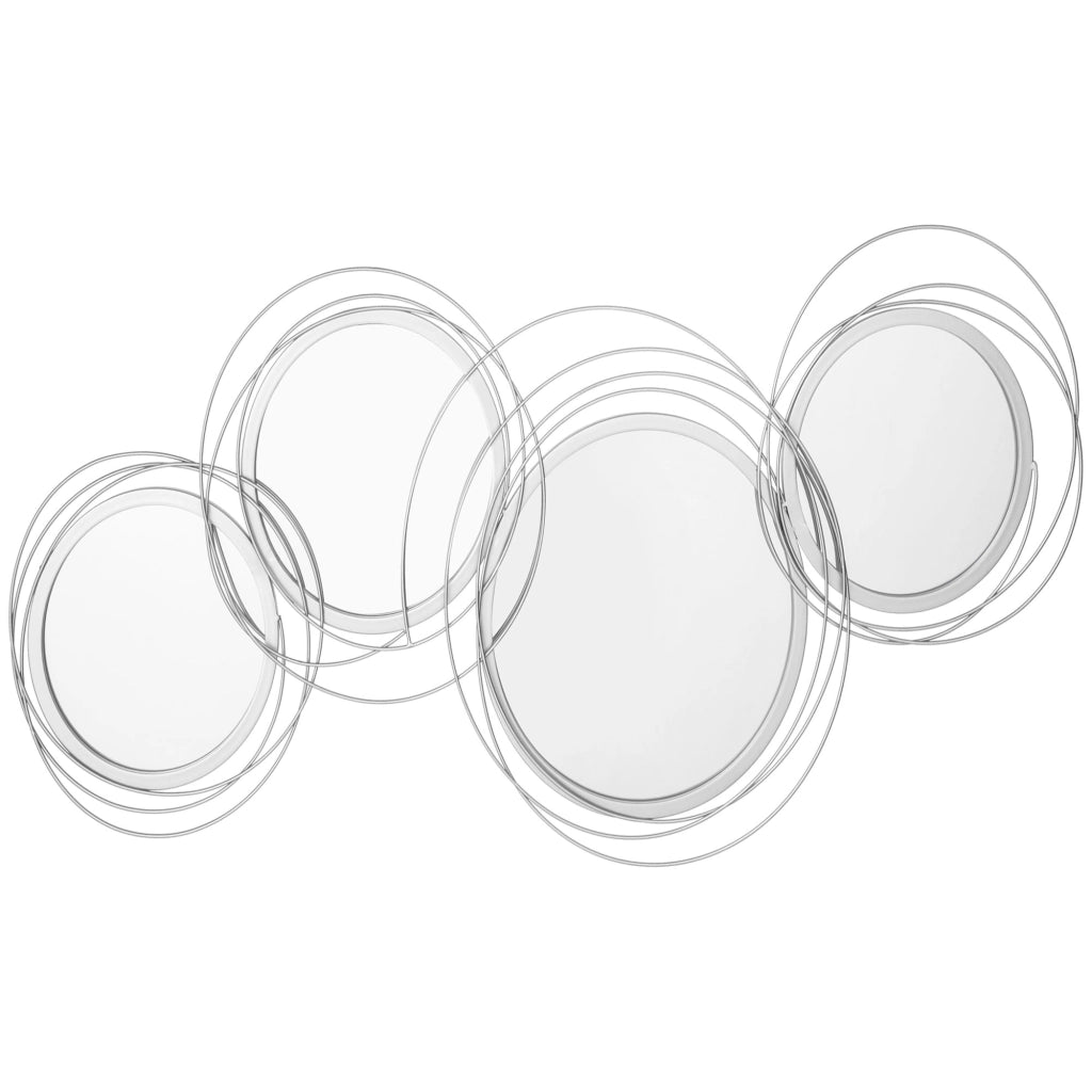 Set di specchi per decorazione parete, 4 specchi tondi ¨C zephmum ¨C grigio, 107x56 cm