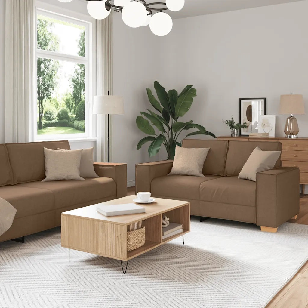 vidaXL Set di Divani 2 pz con Cuscini Marrone in Tessuto