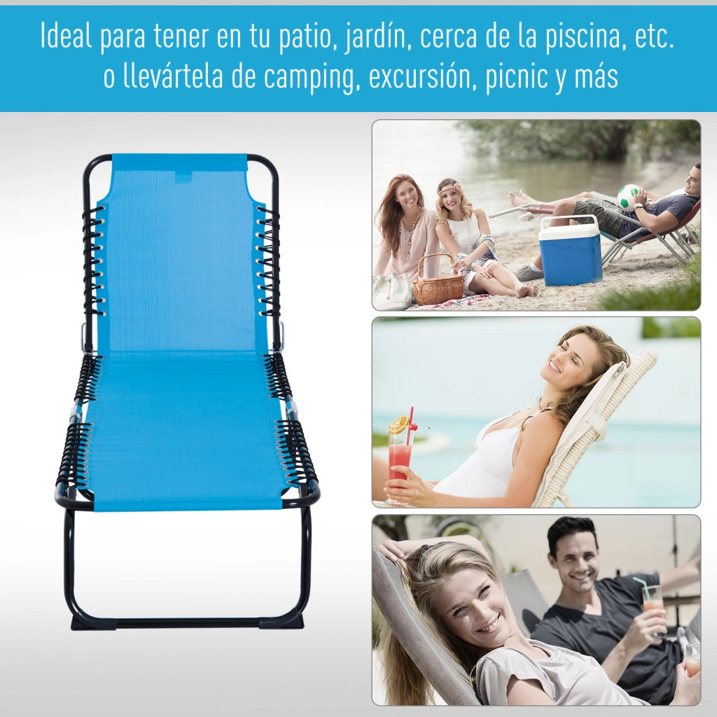 Tumbona reclinabile ¨C zephmum ¨C 189x58x30 cm blu chiaro