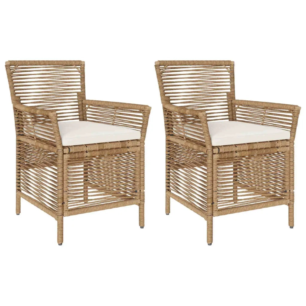 Sedia da esterno 2 pz Beige e Crema polyrattan 42026688