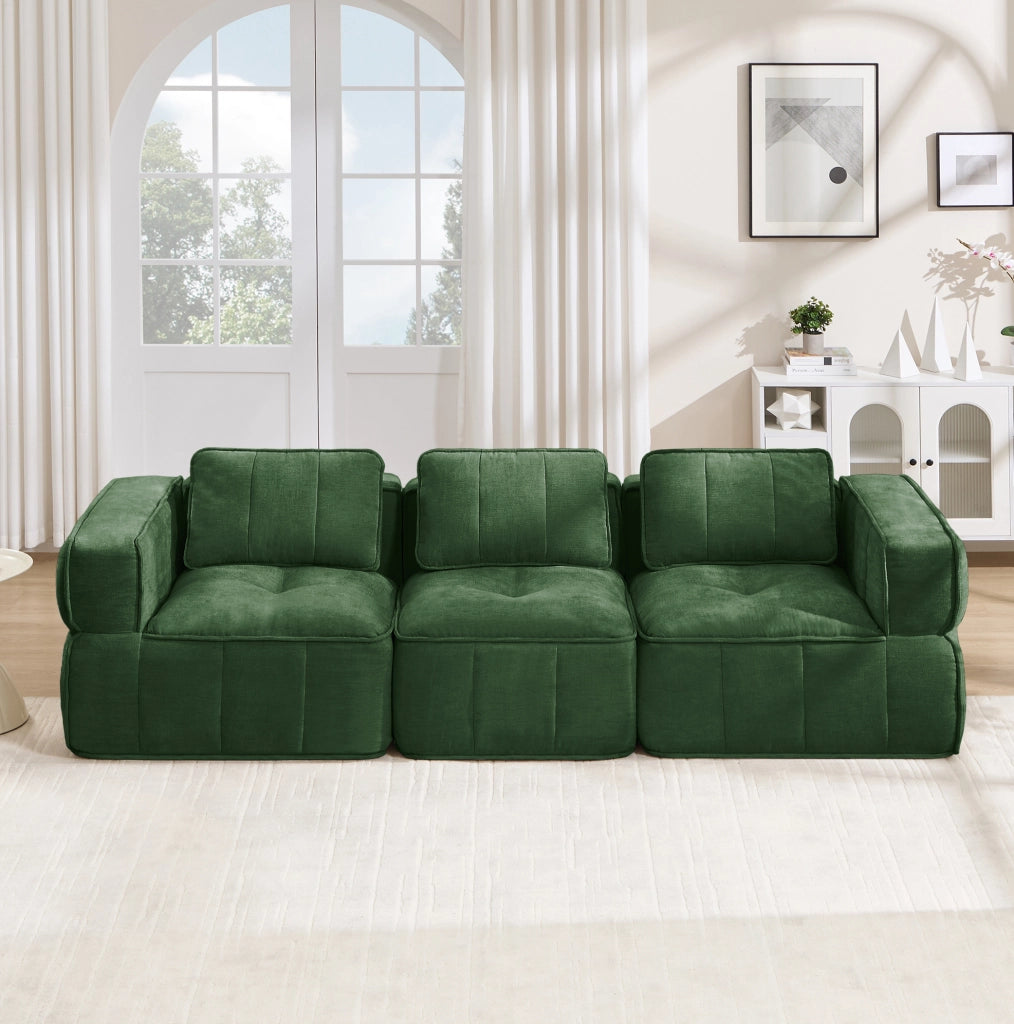 Divano modulare in poliestere verde 271x93x67 cm