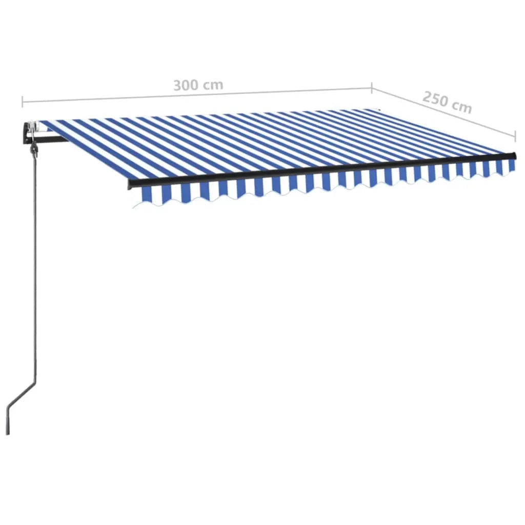 Tenda Automatica con Sensore Vento e LED 300x250 cm Blu Bianca 3069071