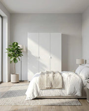 Armadio Dracaena - Guardaroba moderno - 3 anta - Struttura bianca - 2 ripiano incluso - 120 x 52 x 177 cm_
