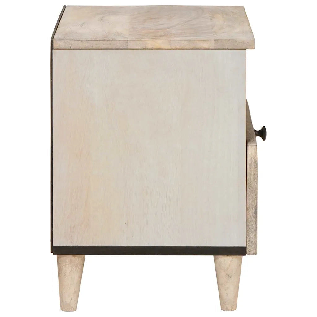 vidaXL Comodino Beige 40 x 33 x 46 cm legno massello di mango