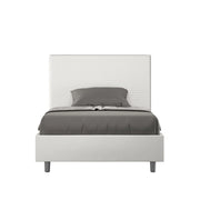 BS COM Letto una piazza e mezza senza rete imbottito 130x210 similpelle bianco