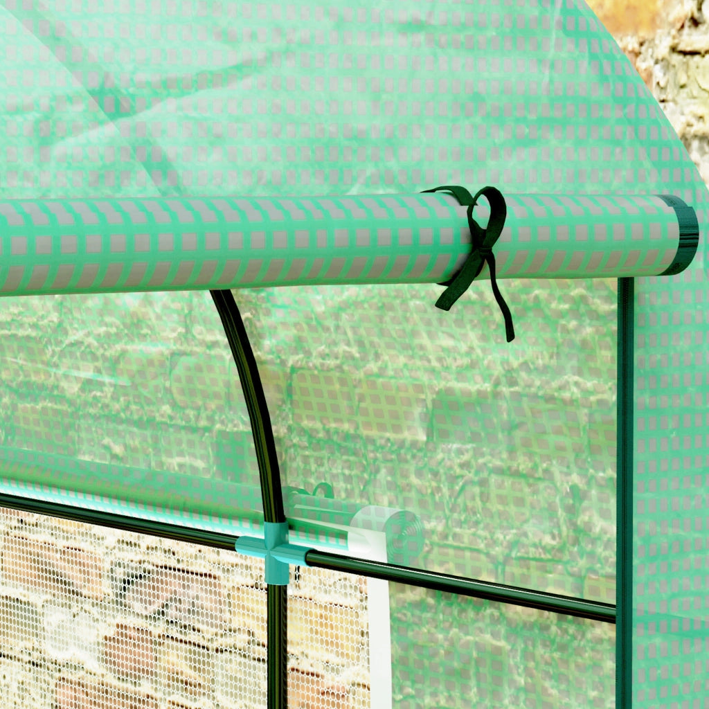Serra a Tunnel per Orto 3x2x2 m con Porte Avvolgibili e Finestre in Acciaio e PE Anti UV Verde