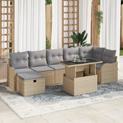 Set Divano Giardino  8 Pezzi con Cuscini Beige Rattan Plastica