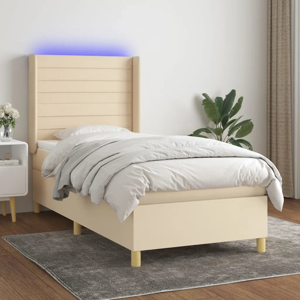 Letto a Molle con Materasso e LED Crema 80x200 cm in Tessuto cod mxl 58168