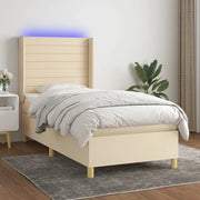 Letto a Molle con Materasso e LED Crema 80x200 cm in Tessuto cod mxl 58168