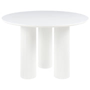 Tavolo da pranzo rotondo con gambe a colonna scanalate e a costine design minimalista MDF 120 cm bianco design minimalista