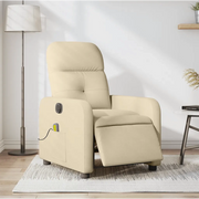 Divano Sedia-Poltrona Reclinabile Massaggiante Elettrica Crema in Tessuto 685520
