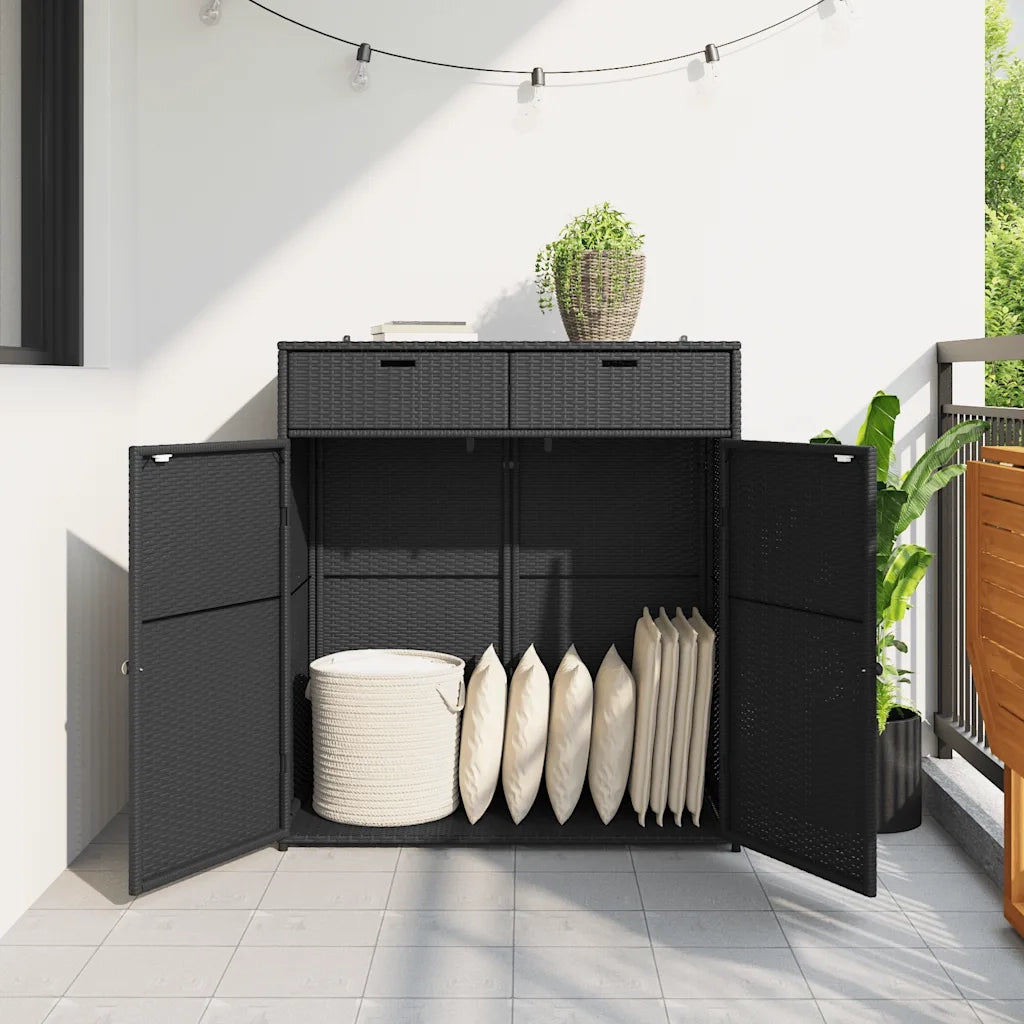 Armadietto Portaoggetti Giardino Nero 105x55x113cm Polyrattancod mxl 134547