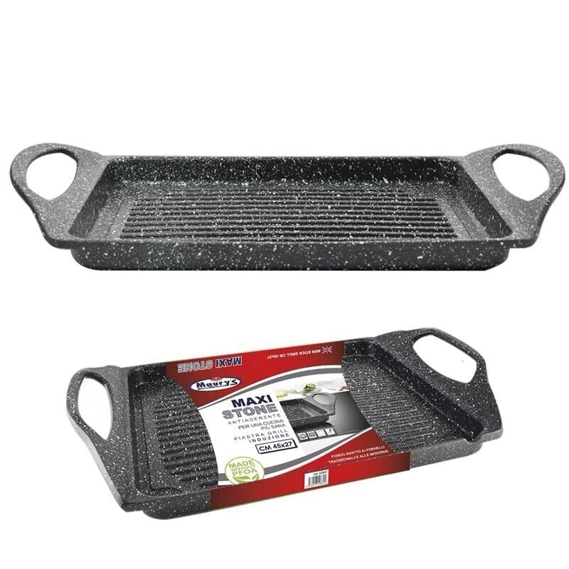 MAURY'S MAXI STONE PIASTRA GRILL 45 X 27CM  PER FONDO A INDUZIONE INDUZIONE
