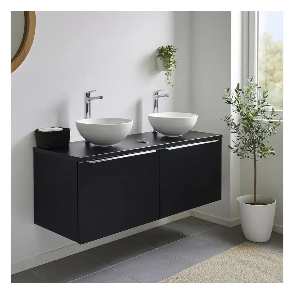 Piano lavabo VANTA 120 cm nero - Top per mobile sottolavabo