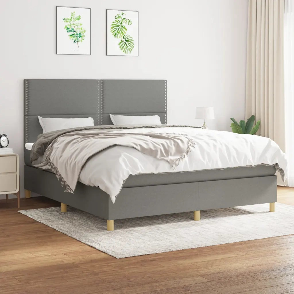 Giroletto a Molle con Materasso Grigio Scuro 180x200 cm Tessuto 3142274