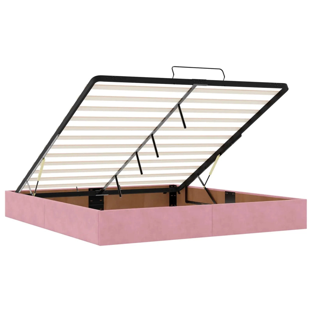 Letto Ottomano con Materasso e LED Rosa 180 x 200 cm Velluto 3458396