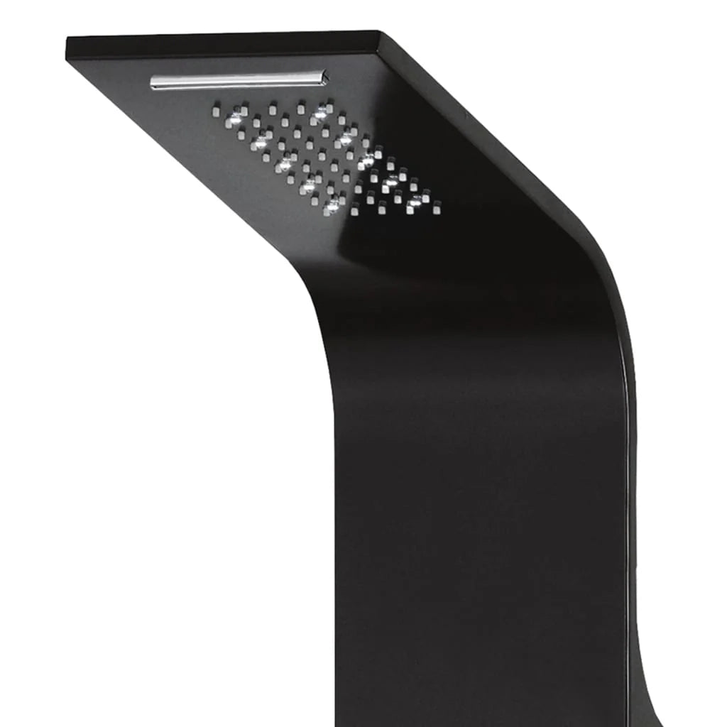 Pannello doccia con soffione rubinetto vetro acciaio inox 130 cm nero 02_0003431
