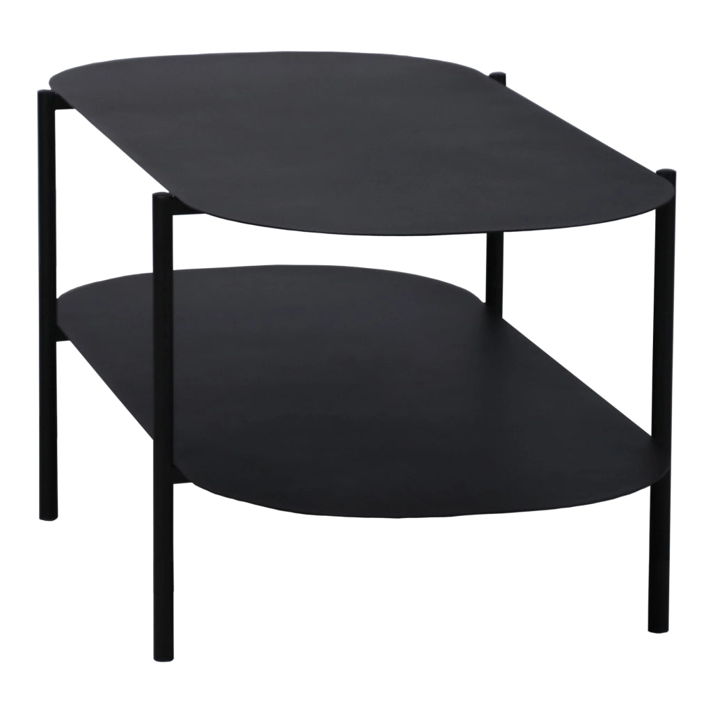 Tavolino Basso Enebakk in Acciaio con Piano Ovale 112 x 62 x 40,5 cm Nero [en.casa]